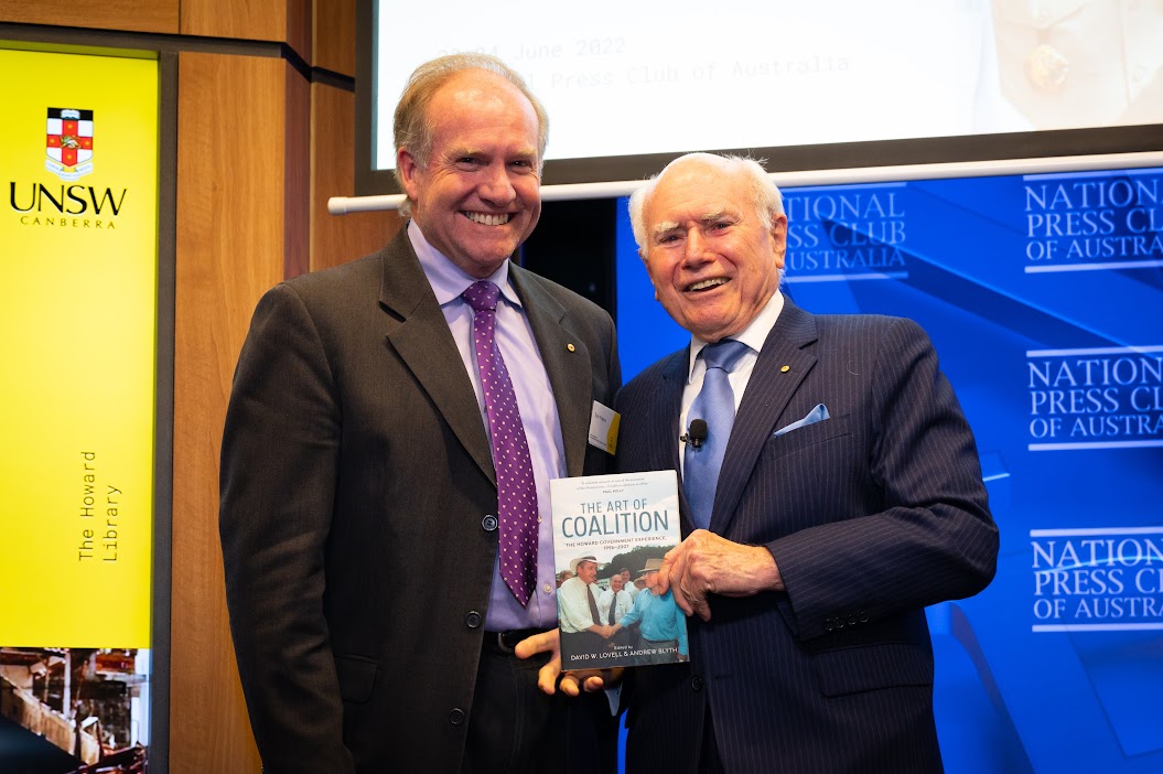 The Hon. John Howard OM hands out copies of "The Art of Coalition" to the co-authors.